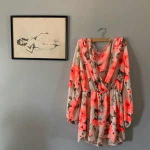 Neon floral printed romper/jumper